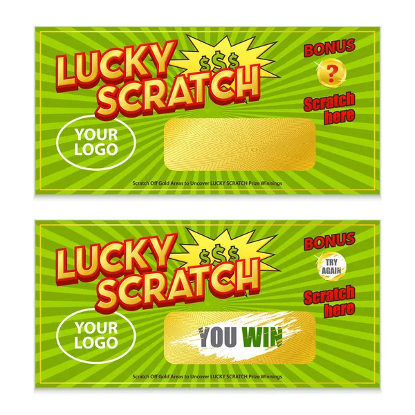 Scratch Loteria Game Win Card — Vetor de Stock