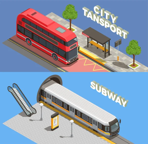 Městské dopravy bannery sada — Stockový vektor