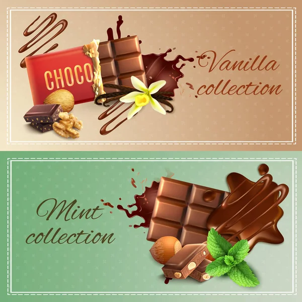 Realistyczne banery czekolady — Wektor stockowy