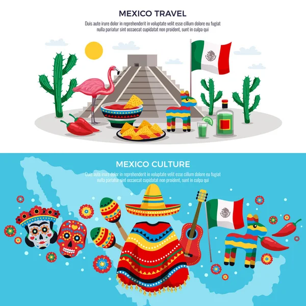 Мексика подорожі банери — стоковий вектор