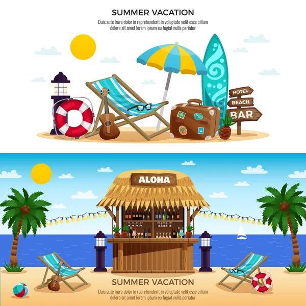 Banners horizontales de vacaciones de verano — Archivo Imágenes Vectoriales