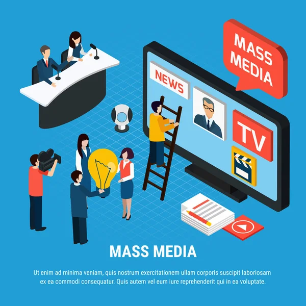 Agence de presse Isometric Background — Image vectorielle