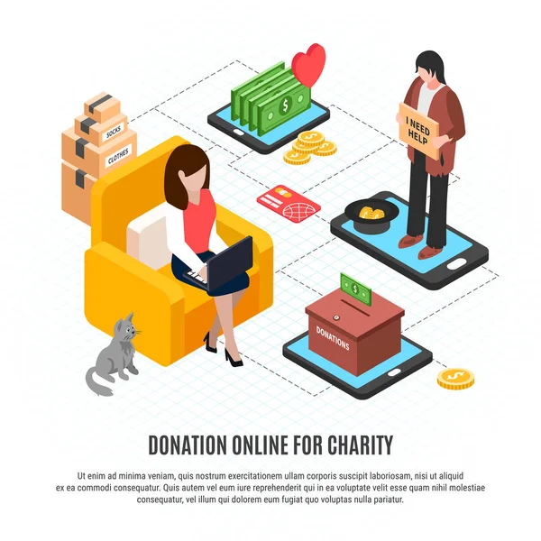 Donation Online för välgörenhet — Stock vektor