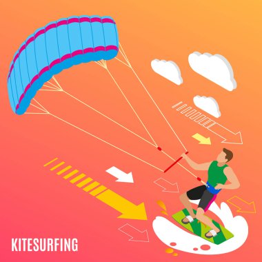 Uçurtma sörf izometrik arka plan