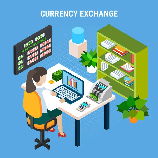 Exchange Banking isometrische muntsamenstelling — Stockvector