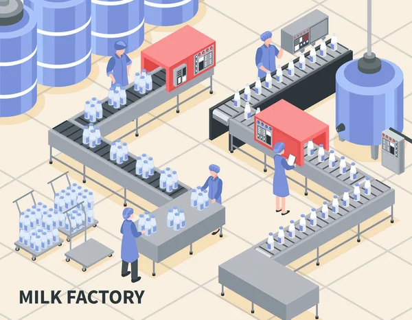 Illustrazione della fabbrica di latte — Vettoriale Stock