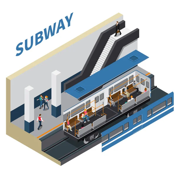 Subway Isometric Composition — Stock Vector
