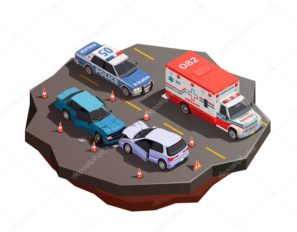 Frontal Crash Isometric Composition