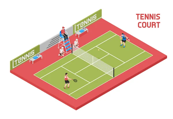 Sport Tennis Court Isometric — Stock Vector