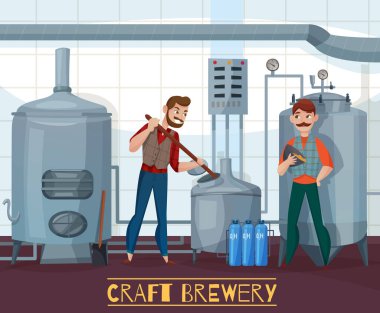 Craft Brewery çizgi film illüstrasyon