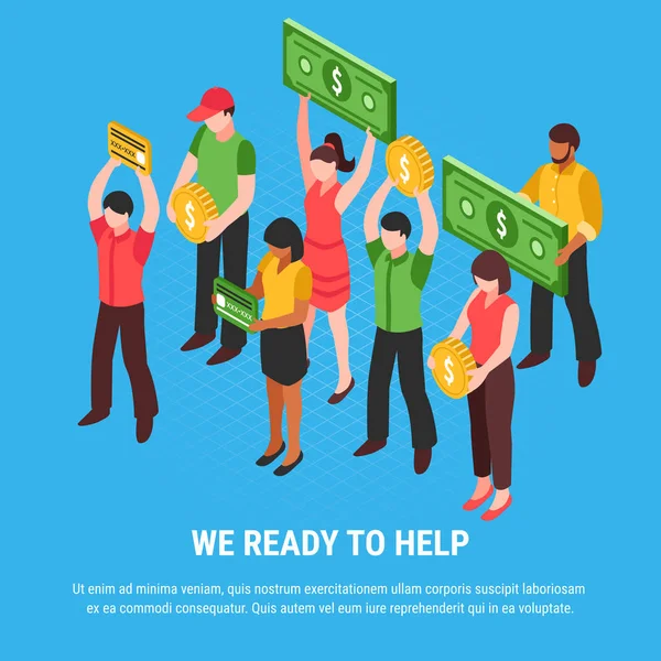 People Ready For Help Isometric Poster