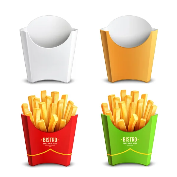 Batatas fritas 2x2 Design Concept — Vetor de Stock