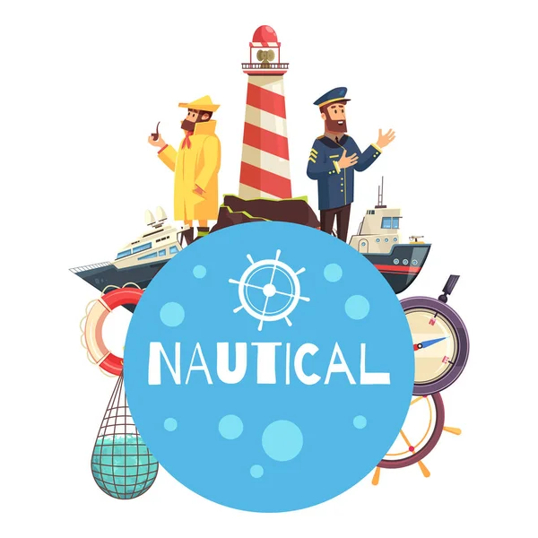 Nautical Cartoon Concept — Stock Vector