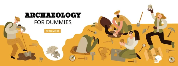 Archeologie Web Header — Stockvector