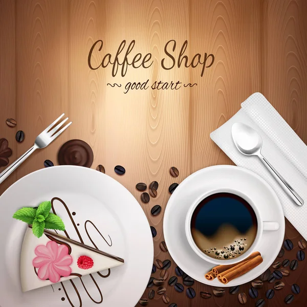 Top Coffee Shop Background — Stock Vector