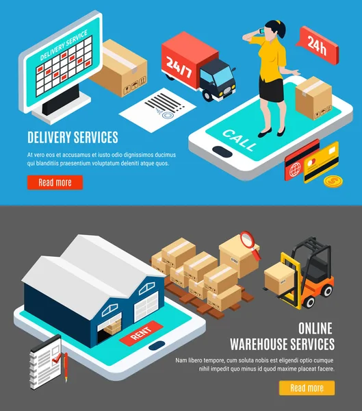 Lojistik izometrik afiş kümesi