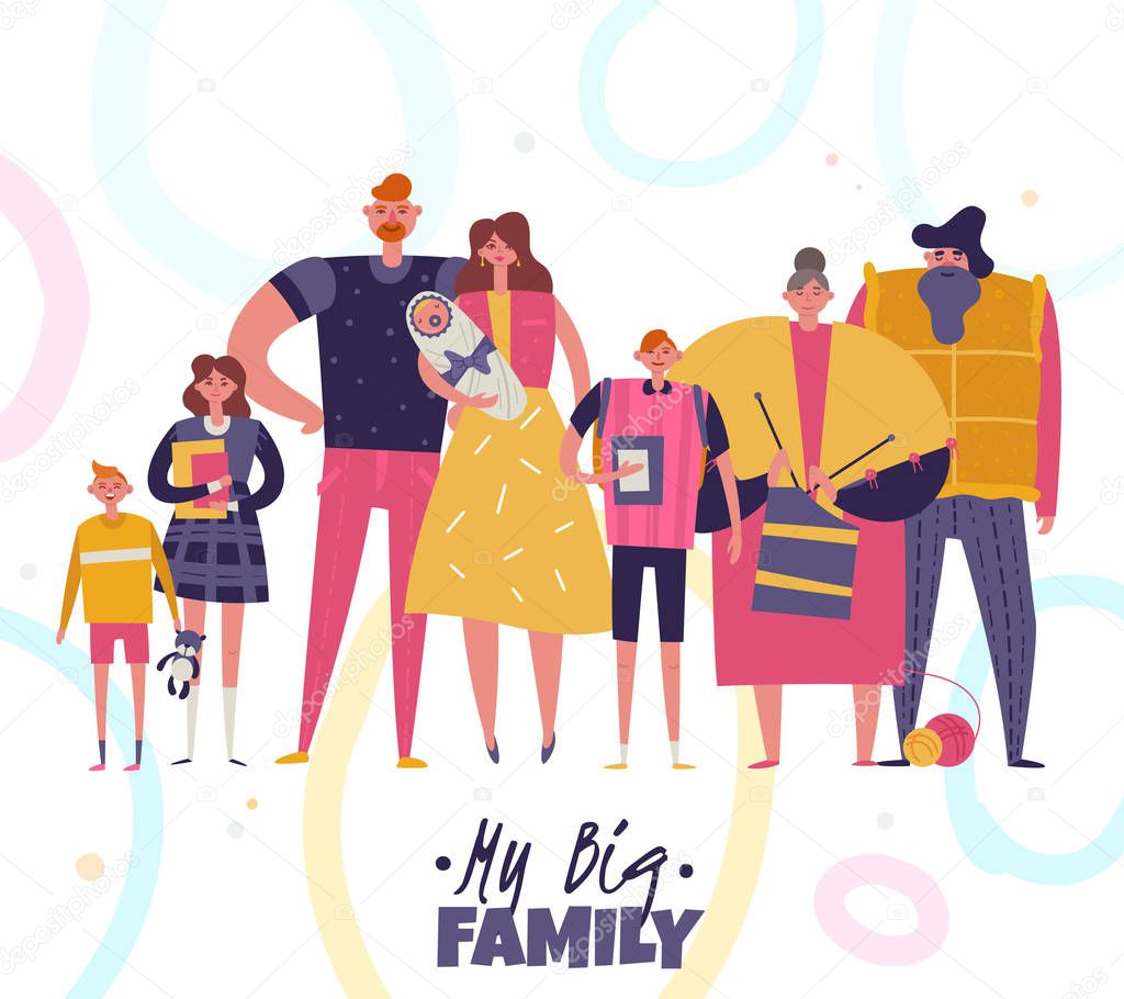 Big Family Vector Illustration