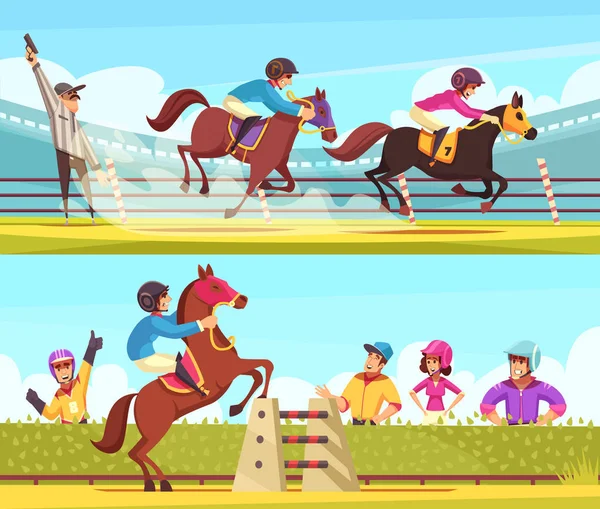 Equestrian Horizontal Banners Set — Stock Vector