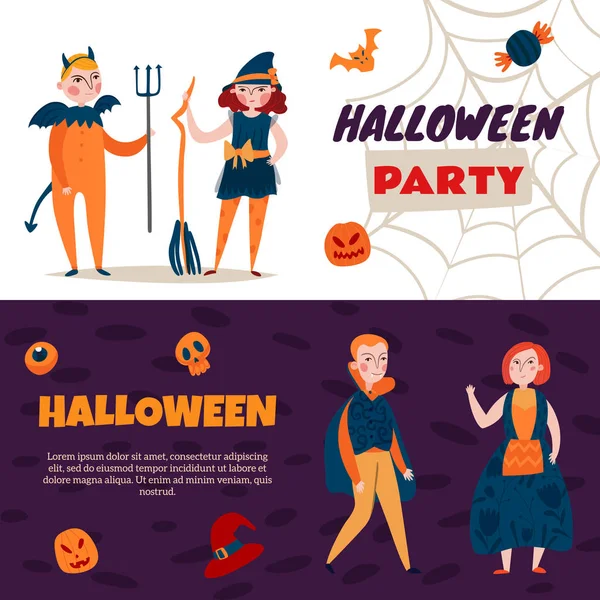 Bannières pour enfants Halloween Time — Image vectorielle