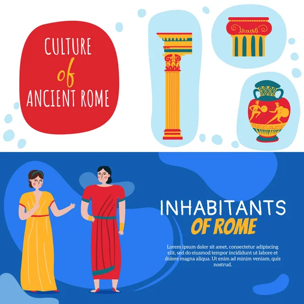 Ensemble de bannières horizontales Rome — Image vectorielle