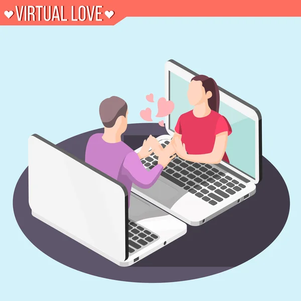 Εικονική αγάπη ισομετρική φόντο — Διανυσματικό Αρχείο