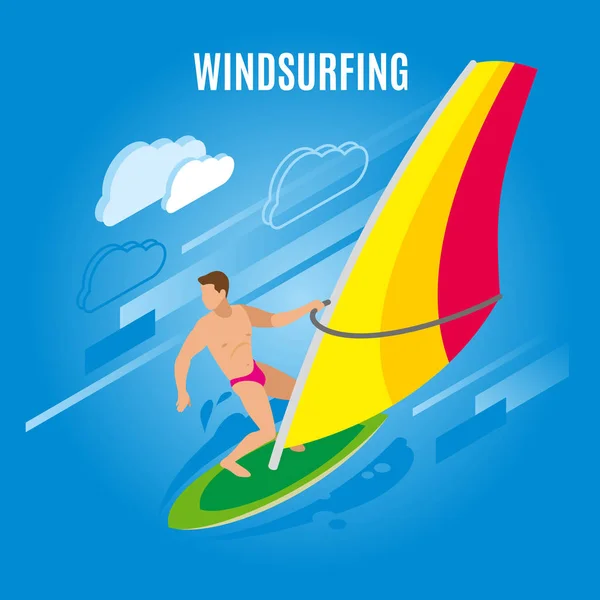 Wind Surfing izometryczny tło — Wektor stockowy