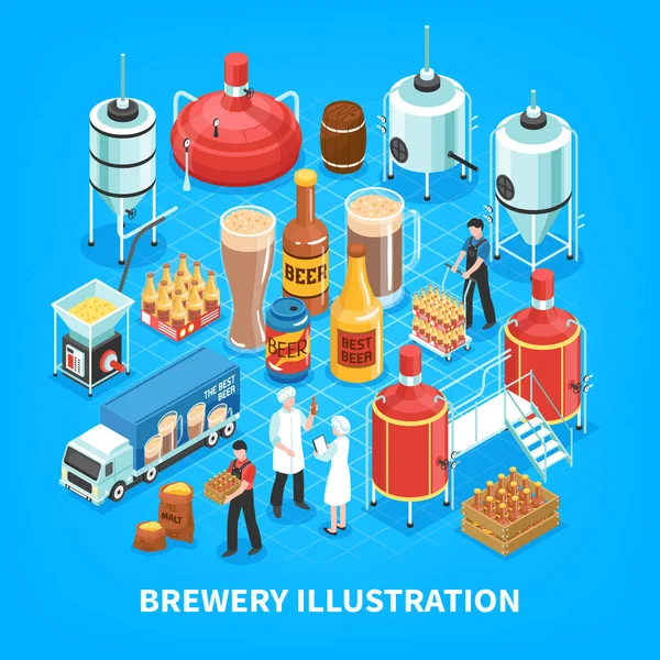 Cervecería Isométrica Composición — Vector de stock