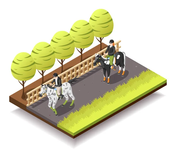 Horse Riding Isometric Composition — Stock Vector