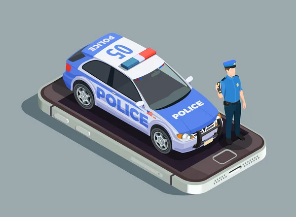 Concepto isométrico de la policía — Vector de stock