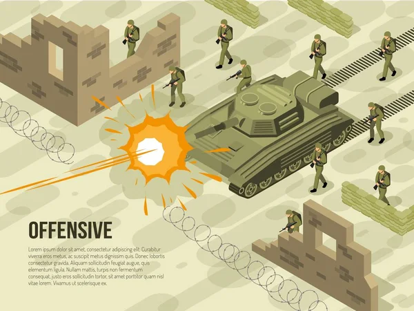 Bataille militaire Illustration isométrique — Image vectorielle