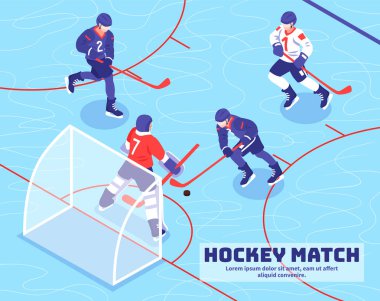 Hokey maçı izometrik çizimde