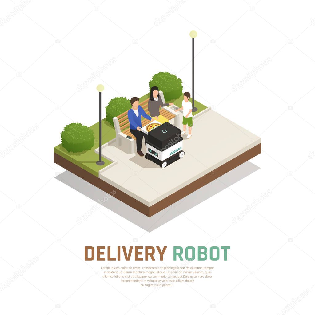 Delivery Robotic Transport Isometric Composition