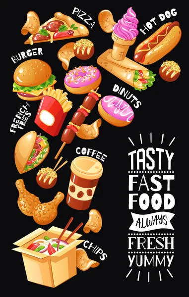 Fast-Food Cafe Poster — Vetor de Stock