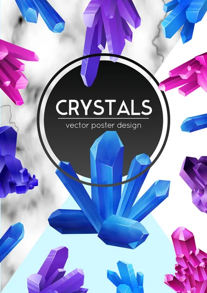 Kristalle realistischer Rahmen Poster — Stockvektor