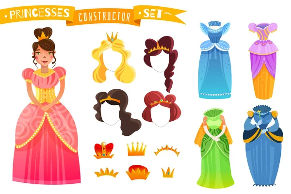 Ensemble constructeur princesses — Image vectorielle