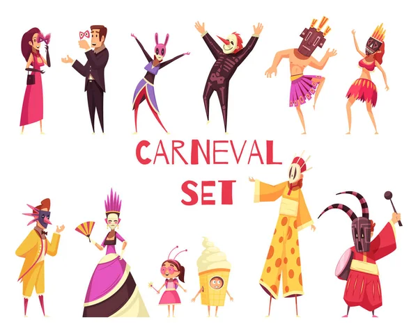 Conjunto de Festas de Carnaval — Vetor de Stock