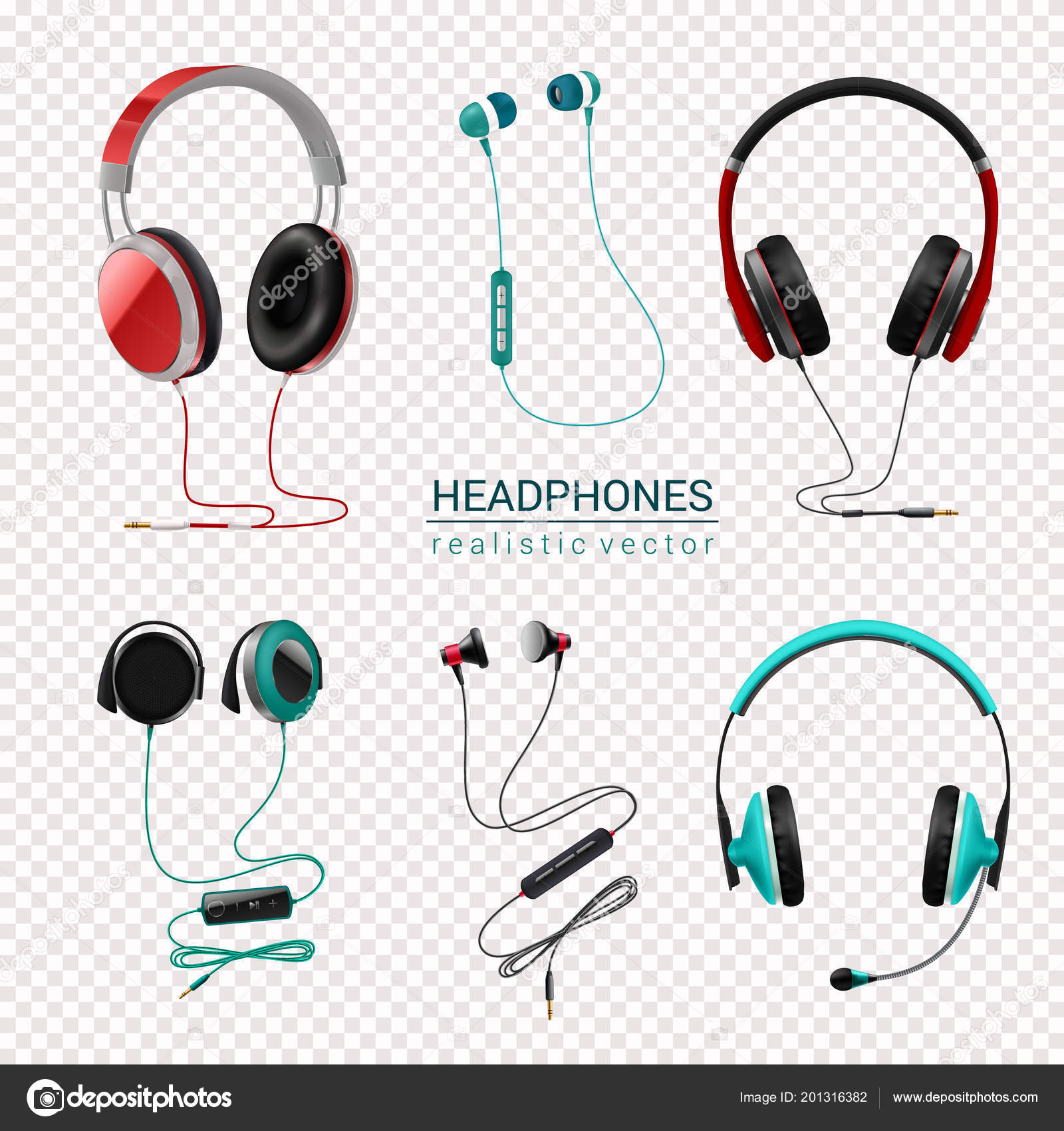 Ακουστικά ρεαλιστικός Ορισμός διαφανούς Διανυσματικό Αρχείο από  ©macrovector201316382
