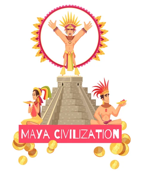 Maya uygarlığı illüstrasyon — Stok Vektör