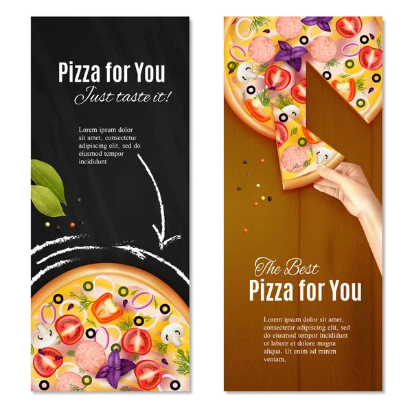 Relialistic Pizza Vertical Banners — Stock Vector