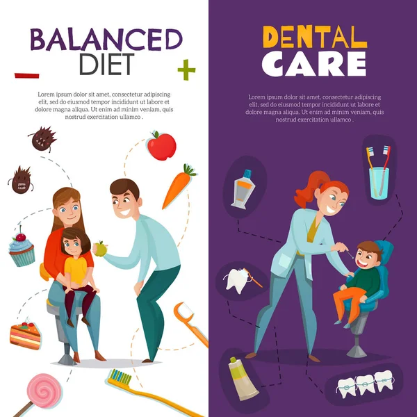 Vertical Pediatric Dentistry Vertical Banner Set — Stock Vector