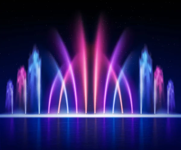 Fountain Night Realistic Image — Stock Vector