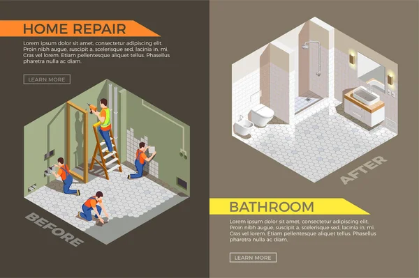 Constructores Reparación Isométrica Composición — Vector de stock