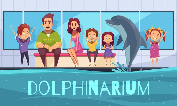 Rodina s delfíny pozadím — Stockový vektor