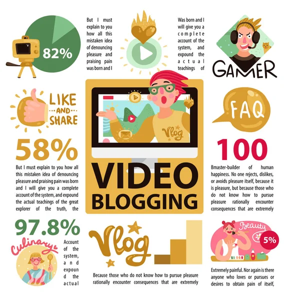 Video Bloggers Infografías — Vector de stock