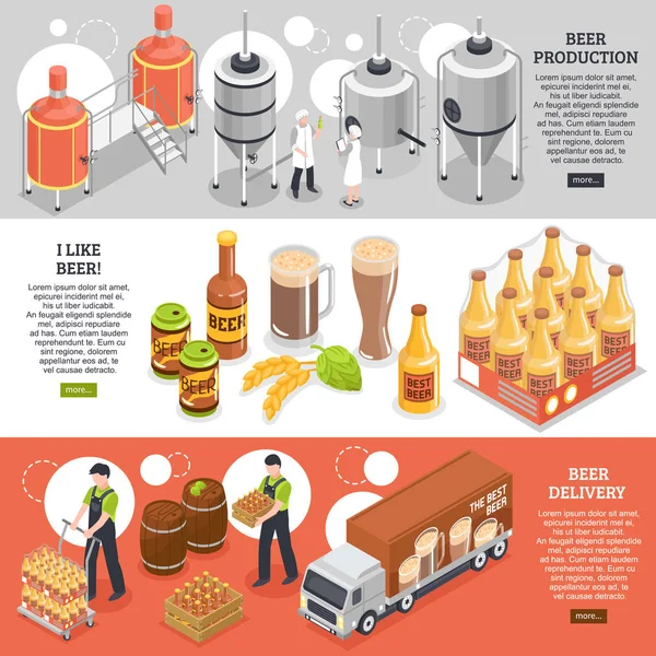 Bannières isométriques de brasserie — Image vectorielle