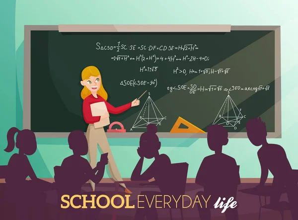 Škola každodenního života kreslený obrázek — Stockový vektor