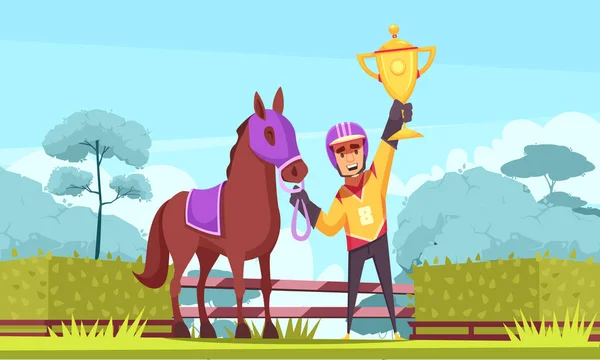 Composição plana do esporte equestre —  Vetores de Stock