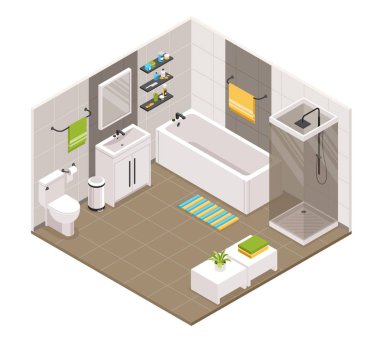 Banyo iç izometrik 
