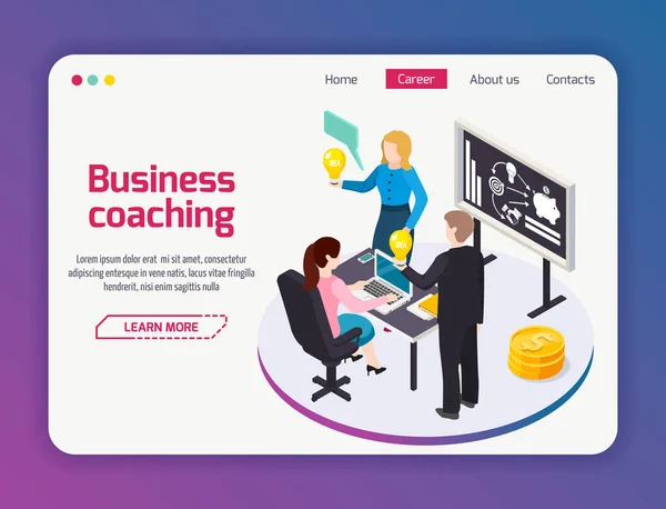 Página de Web Site de Coaching de negócios — Vetor de Stock