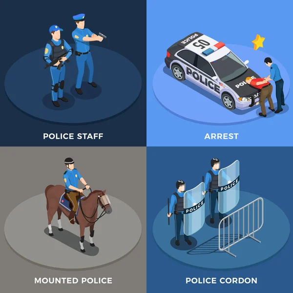 Police Concept Icons Set — Stock Vector